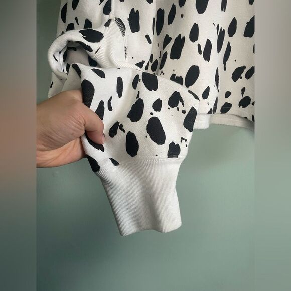 Champion Reverse Weave Dalmatian Black White Print Cropped Sweatshirt Small - Picture 5 of 7